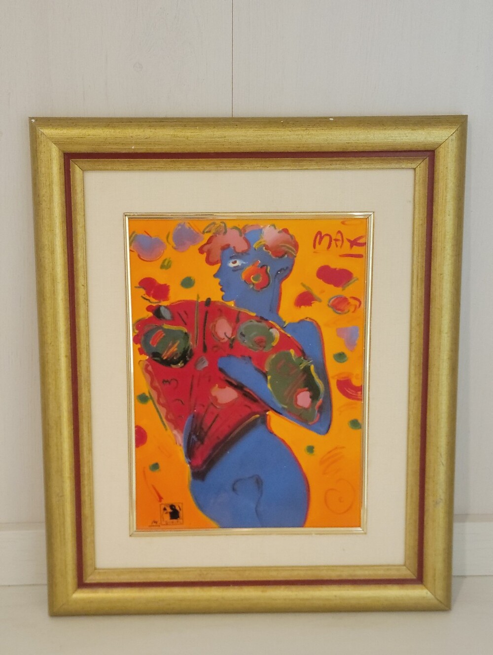 Vintage 1989 Peter Max "Fan Dancer" Porcelain Plaque – Framed with COA